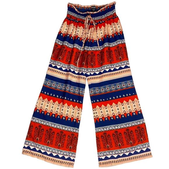 Wide-Leg Palazzo Pants XL Boho Festival Loungewear Casual Southwestern Bohemian - Picture 9 of 9